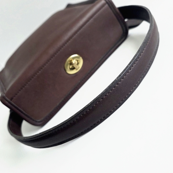 Coach Vintage 1997 Geometric Top Turnlock Bag In Mahogany Glove-Tanned Cowhide - Picture 13 of 16